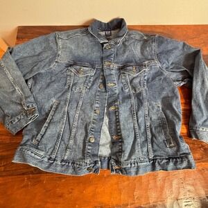 Gap Denim Womens XL Medium Wash Blue Stretch Cotton Trucker Jacket RN54023